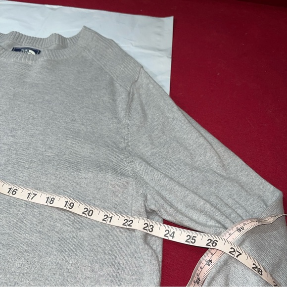 The North Face gray WOOL SWEATER slouchy long Crew Neck Knit Mens Ribbed neutral - Picture 10 of 15